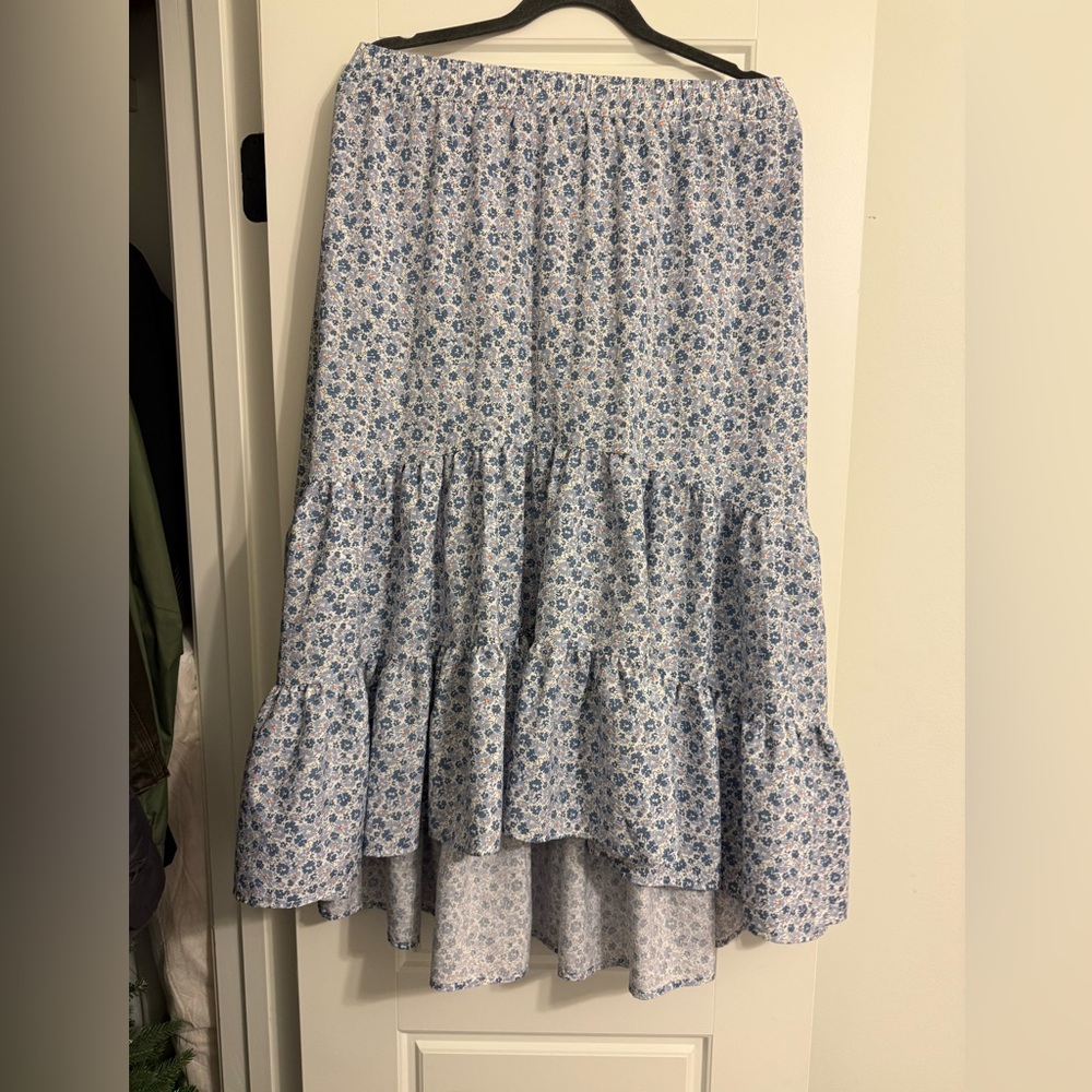 H&M Blue Floral High Low Skirt
